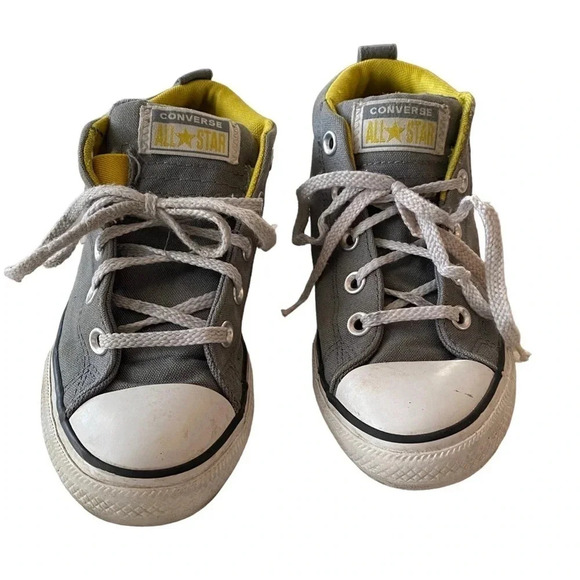 Kids Converse Grey and Yellow Low Tops Size 3 - Picture 1 of 7